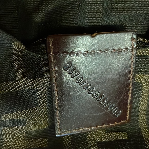 Authenticated FENDI vintage Zucca  canvas large shoulder tote w/leather straps. - Picture 4 of 15